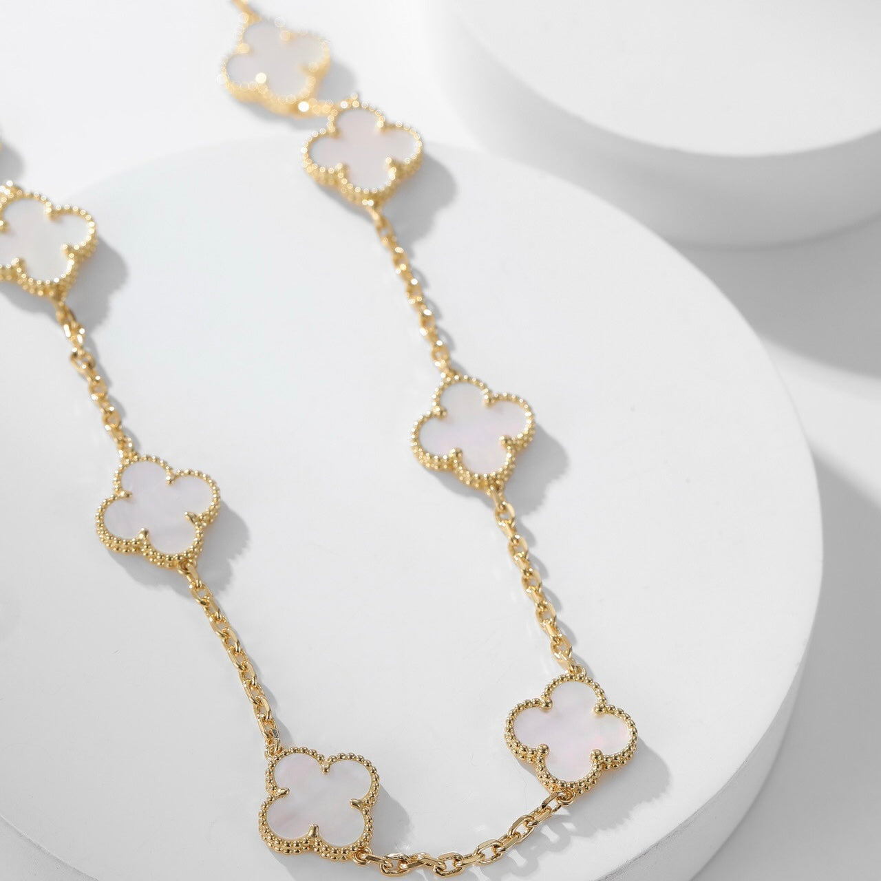 [Vintora]CLOVER 10 MOTIFS WHITE MOTHER OF PEARL NECKLACE