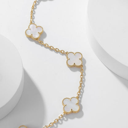 [Vintora]CLOVER 10 MOTIFS WHITE MOTHER OF PEARL NECKLACE