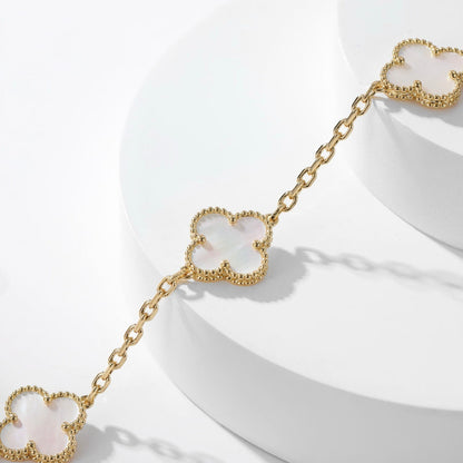 [Vintora]CLOVER 10 MOTIFS WHITE MOTHER OF PEARL NECKLACE