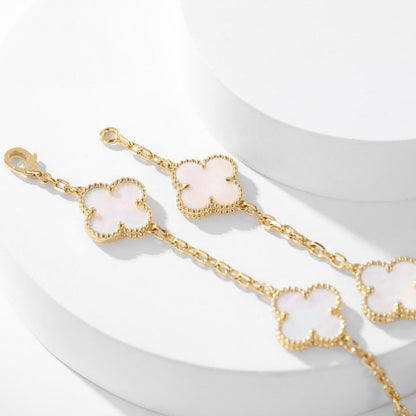 [Vintora]CLOVER 10 MOTIFS WHITE MOTHER OF PEARL NECKLACE