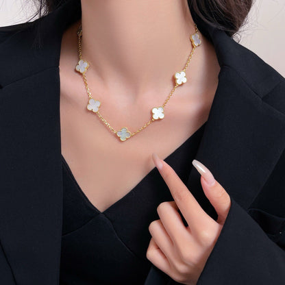[Vintora]CLOVER 10 MOTIFS WHITE MOTHER OF PEARL NECKLACE