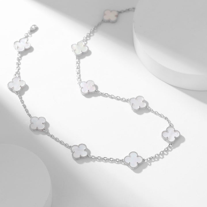 [Vintora]CLOVER 10 MOTIFS WHITE MOTHER OF PEARL NECKLACE