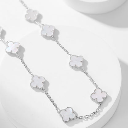 [Vintora]CLOVER 10 MOTIFS WHITE MOTHER OF PEARL NECKLACE