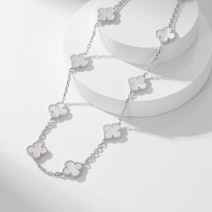 [Vintora]CLOVER 10 MOTIFS WHITE MOTHER OF PEARL NECKLACE