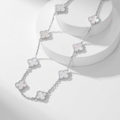 [Vintora]CLOVER 10 MOTIFS WHITE MOTHER OF PEARL NECKLACE