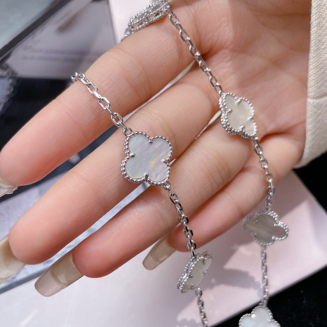 [Vintora]CLOVER 10 MOTIFS WHITE MOTHER OF PEARL NECKLACE