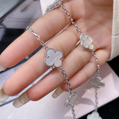 [Vintora]CLOVER 10 MOTIFS WHITE MOTHER OF PEARL NECKLACE