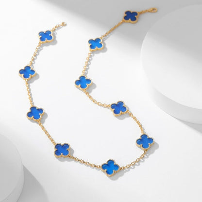 [Vintora]CLOVER 10 MOTIFS BLUE AGATE NECKLACE