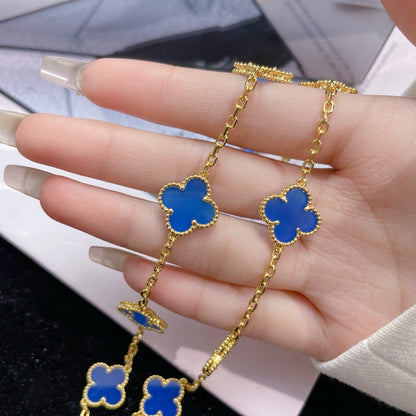 [Vintora]CLOVER 10 MOTIFS BLUE AGATE NECKLACE