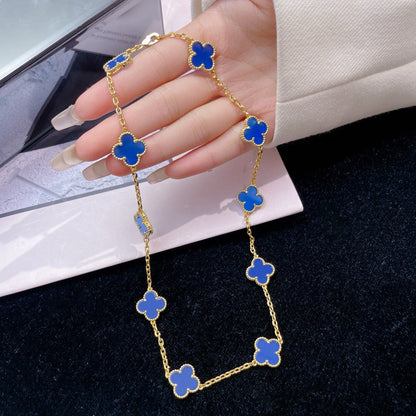 [Vintora]CLOVER 10 MOTIFS BLUE AGATE NECKLACE