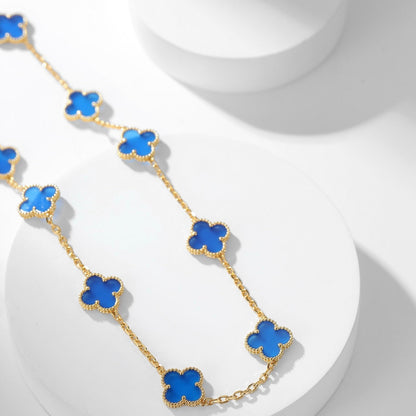 [Vintora]CLOVER 10 MOTIFS BLUE AGATE NECKLACE