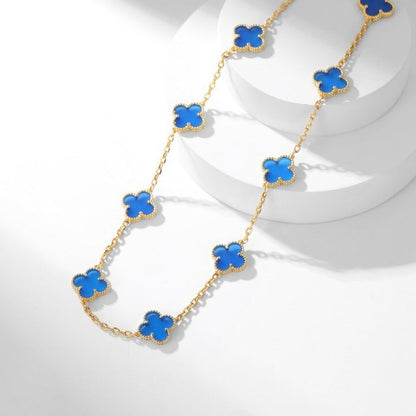 [Vintora]CLOVER 10 MOTIFS BLUE AGATE NECKLACE