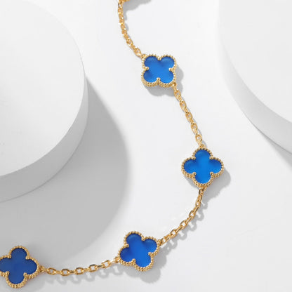 [Vintora]CLOVER 10 MOTIFS BLUE AGATE NECKLACE