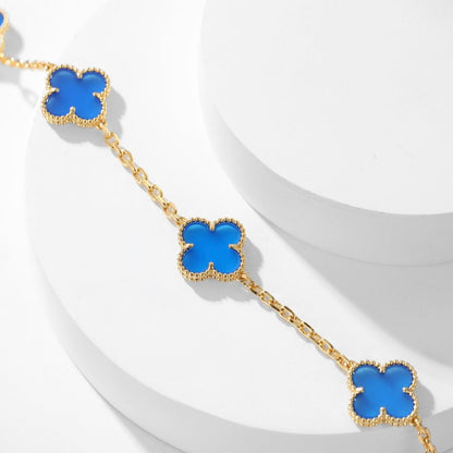 [Vintora]CLOVER 10 MOTIFS BLUE AGATE NECKLACE