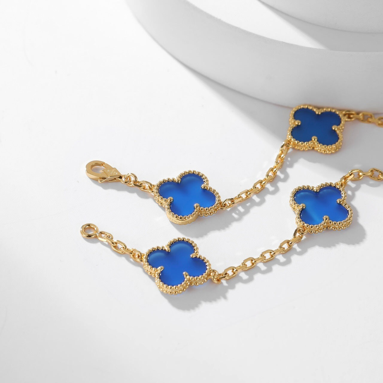 [Vintora]CLOVER 10 MOTIFS BLUE AGATE NECKLACE