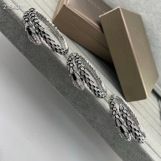 [Vintora]NEW OBSIDIAN & DIAMOND SERPENT BRACELET