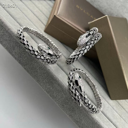 [Vintora]NEW OBSIDIAN & DIAMOND SERPENT BRACELET