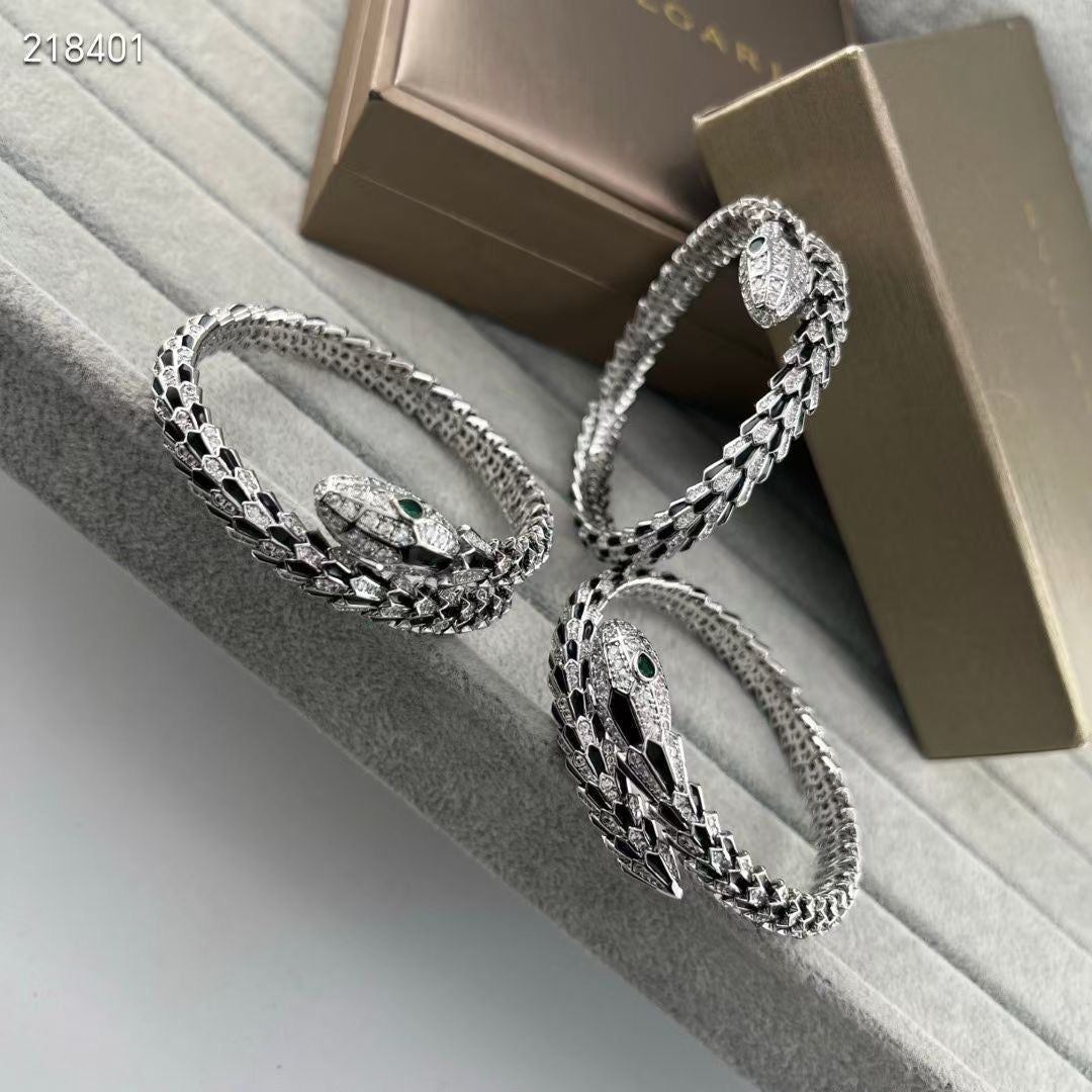 [Vintora]NEW OBSIDIAN & DIAMOND SERPENT BRACELET