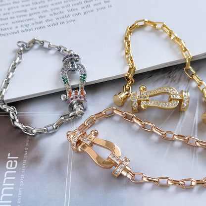 [Vintora]FORCE LARGE HORSESHOE CLASP  METAL BRACELET