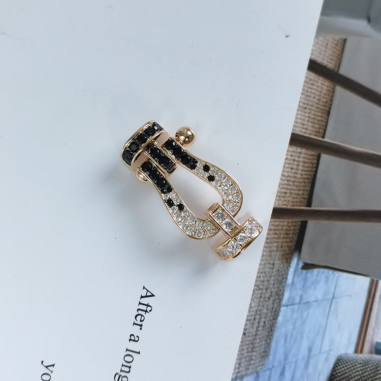 [Vintora]FORCE LARGE HORSESHOE BLACK WHITE DIAMOND BRACELET SILVER
