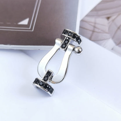 [Vintora]FORCE LARGE HORSESHOE BLACK DIAMOND BRACELET SILVER