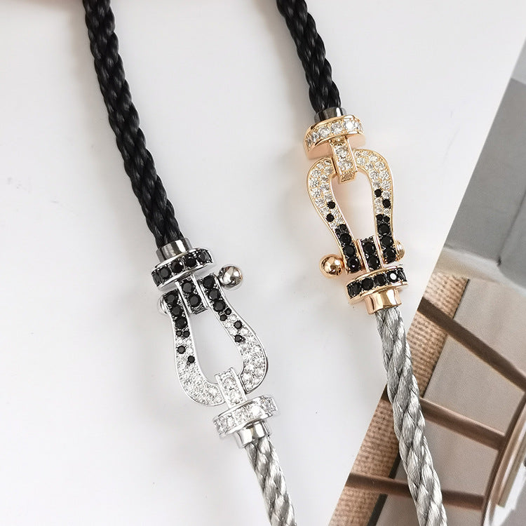 [Vintora]FORCE LARGE HORSESHOE BLACK WHITE DIAMOND BRACELET Vintora GOLD