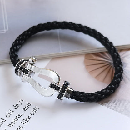 [Vintora]FORCE LARGE HORSESHOE BLACK DIAMOND BRACELET SILVER