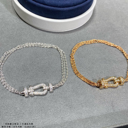 [Vintora]FORCE SMALL HORSESHOE  DIAMOND CHAIN ROPE BRACELET