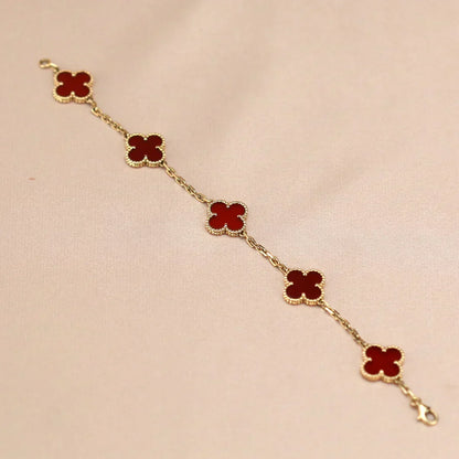 [Vintora] CLOVER 5 MOTIF RED CORNELIAN BRACELET COLLECTION