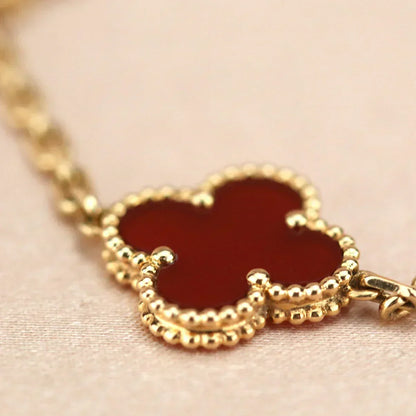 [Vintora] CLOVER 5 MOTIF RED CORNELIAN BRACELET COLLECTION