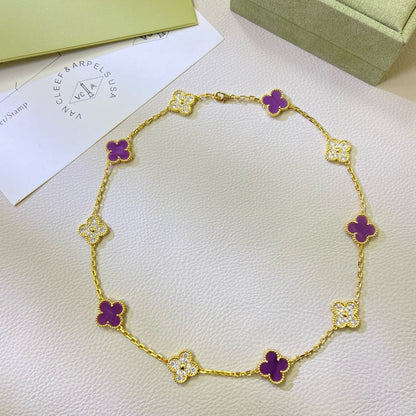 [Vintora Jewelry]CLOVER 10 MOTIFS  PURPLE VIOLET DIAMOND NECKLACE