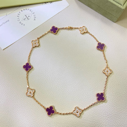 [Vintora Jewelry]CLOVER 10 MOTIFS  PURPLE VIOLET DIAMOND NECKLACE