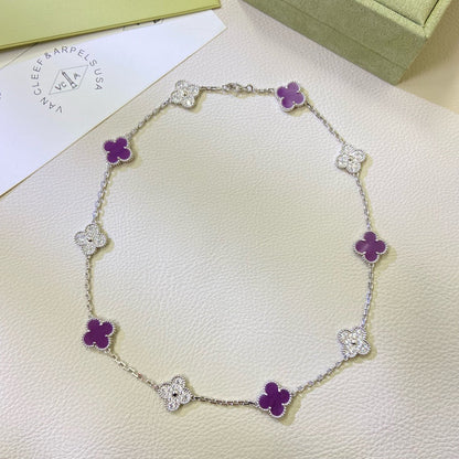 [Vintora Jewelry]CLOVER 10 MOTIFS  PURPLE VIOLET DIAMOND NECKLACE