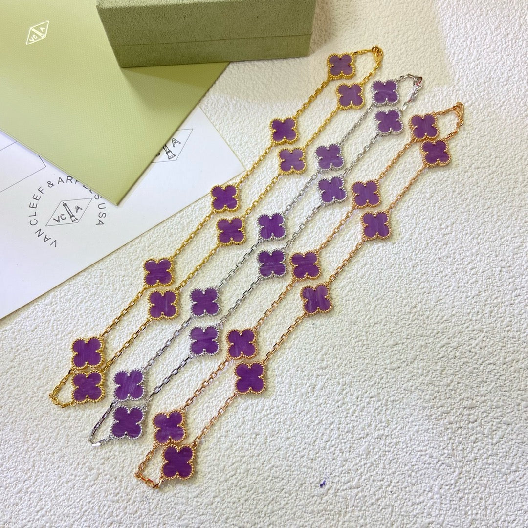 [Vintora Jewelry]CLOVER 10 MOTIFS  PURPLE VIOLET  NECKLACE