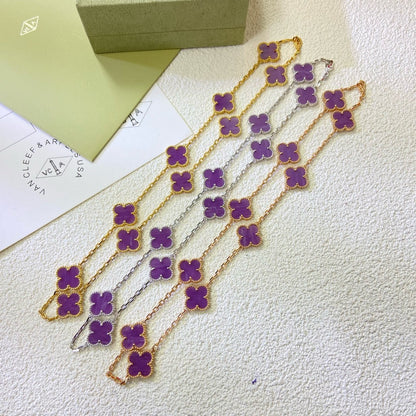 [Vintora Jewelry]CLOVER 10 MOTIFS  PURPLE VIOLET  NECKLACE