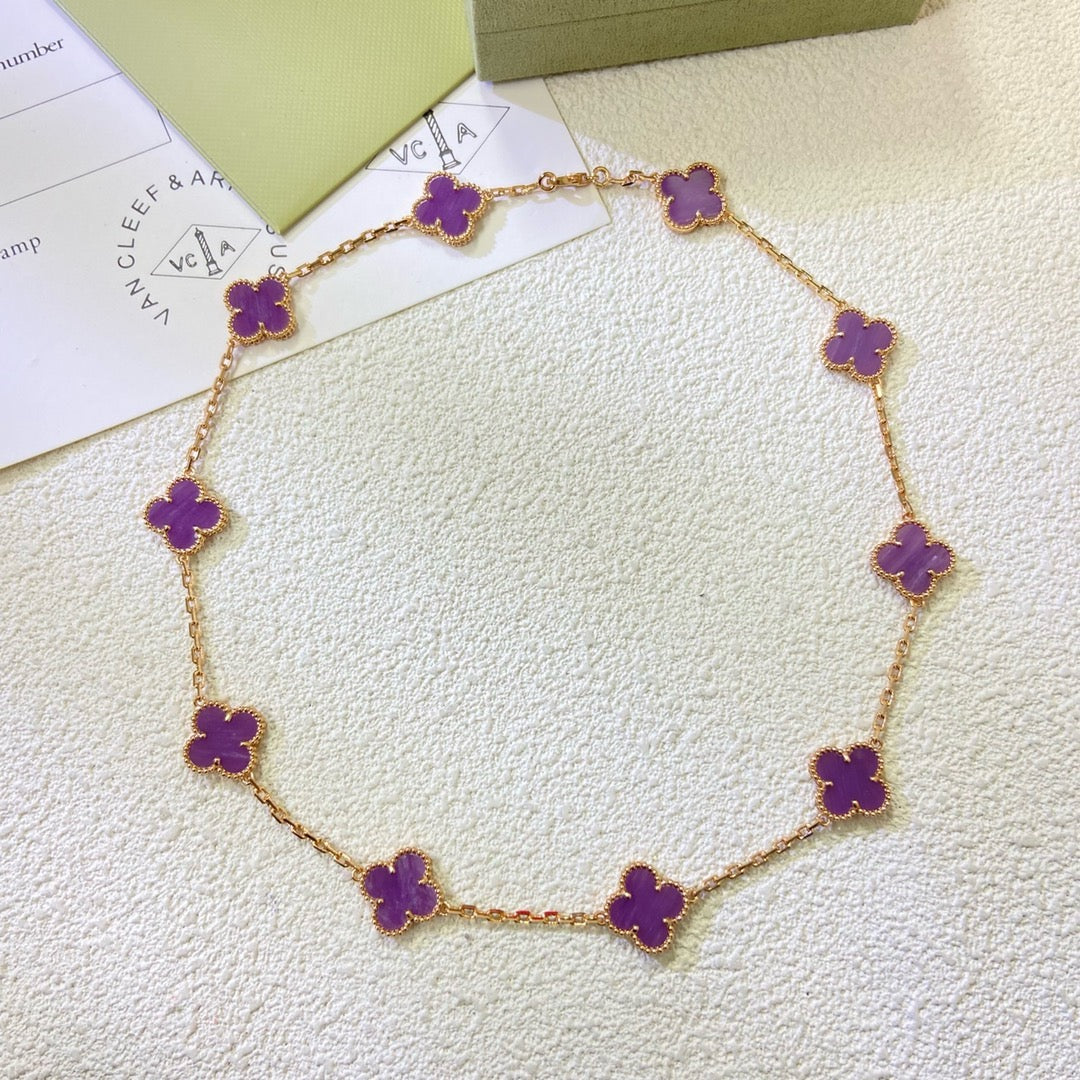 [Vintora Jewelry]CLOVER 10 MOTIFS  PURPLE VIOLET  NECKLACE