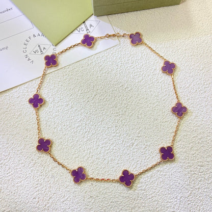 [Vintora Jewelry]CLOVER 10 MOTIFS  PURPLE VIOLET  NECKLACE