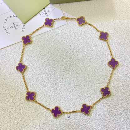 [Vintora Jewelry]CLOVER 10 MOTIFS  PURPLE VIOLET  NECKLACE