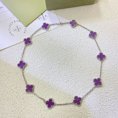 [Vintora Jewelry]CLOVER 10 MOTIFS  PURPLE VIOLET  NECKLACE