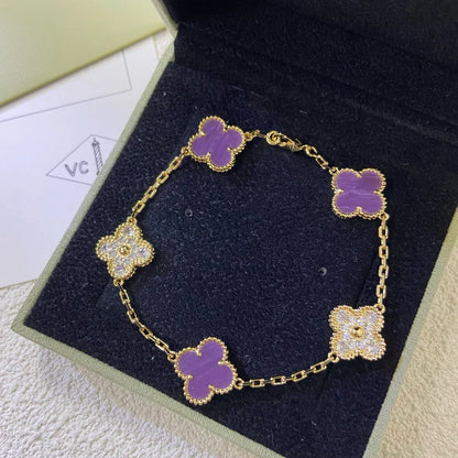 [Vintora] CLOVER 5 MOTIF VIOLET BRACELET COLLECTION
