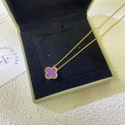 [Vintora Jewelry]CLOVER 15MM  PURPLE VIOLET NECKLACE