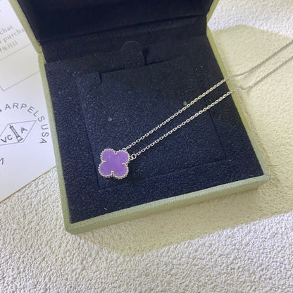 [Vintora Jewelry]CLOVER 15MM  PURPLE VIOLET NECKLACE