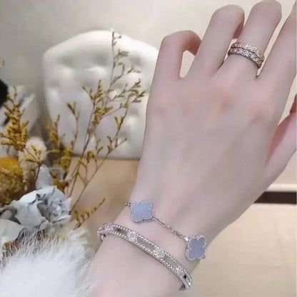 [Vintora] CLOVER 5 MOTIF PURPLE CHALCEDONY BRACELET COLLECTION