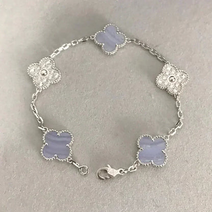 [Vintora] CLOVER 5 MOTIF PURPLE CHALCEDONY BRACELET COLLECTION