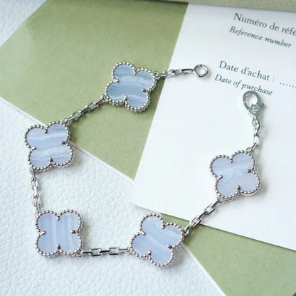 [Vintora] CLOVER 5 MOTIF PURPLE CHALCEDONY BRACELET COLLECTION