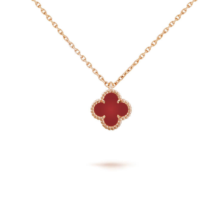 [Vintora]CLOVER MINI 9.5MM WHITE CARNELIANS NECKLACE
