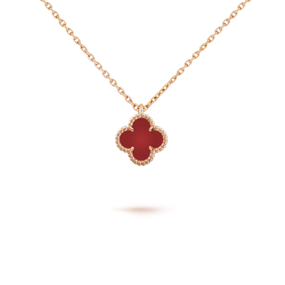 [Vintora]CLOVER MINI 9.5MM WHITE CARNELIANS NECKLACE