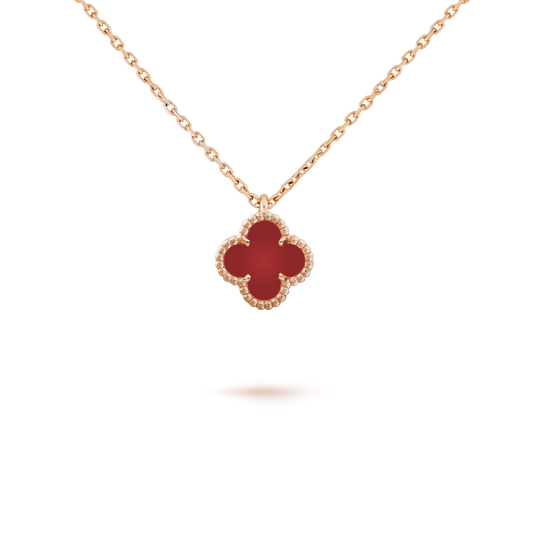 [Vintora]CLOVER MINI 9.5MM WHITE CARNELIANS NECKLACE