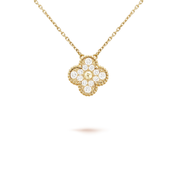 [Vintora]CLOVER 15MM DIAMOND SINGLE FLOWER NECKLACE