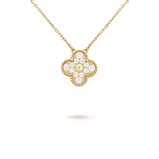 [Vintora]CLOVER 15MM DIAMOND SINGLE FLOWER NECKLACE